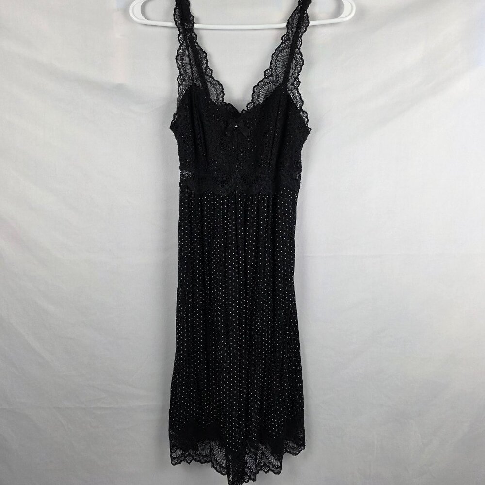 Soma Black Lace Cool Nights Lace Trim Chemise Sleep